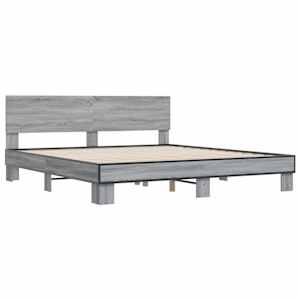 Rám postele šedý sonoma 200 x 200 cm kompozitní dřevo a kov - obrázek 3