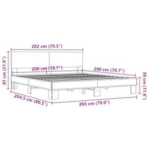 Rám postele šedý sonoma 200 x 200 cm kompozitní dřevo a kov - obrázek 9