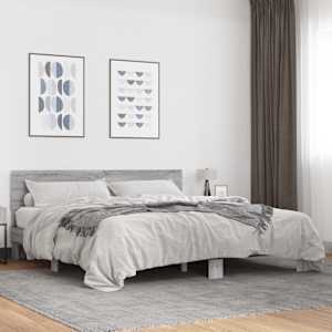 Rám postele šedý sonoma 200 x 200 cm kompozitní dřevo a kov - obrázek 1