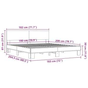 Rám postele černý 180 x 200 cm kompozitní dřevo a kov - obrázek 9