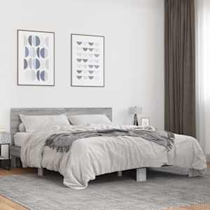 Rám postele šedý sonoma 150 x 200 cm kompozitní dřevo a kov - obrázek 1