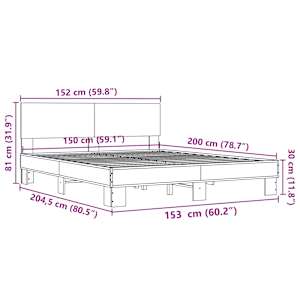Rám postele hnědý dub 150 x 200 cm kompozitní dřevo a kov - obrázek 9