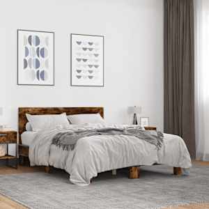 Rám postele kouřový dub 140 x 200 cm kompozitní dřevo a kov - obrázek 1
