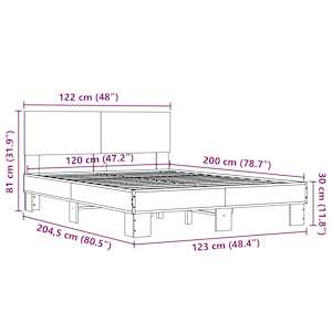 Rám postele hnědý dub 120 x 200 cm kompozitní dřevo a kov - obrázek 9