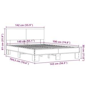 Rám postele dub sonoma 140 x 190 cm kompozitní dřevo a kov - obrázek 9