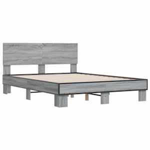 Rám postele šedý sonoma 140 x 190 cm kompozitní dřevo a kov - obrázek 3