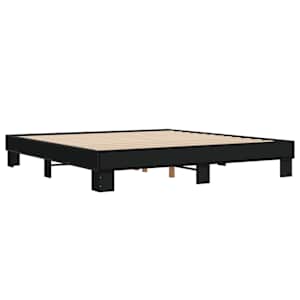 Rám postele černý 200 x 200 cm kompozitní dřevo a kov - obrázek 3