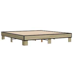 Rám postele dub sonoma 200 x 200 cm kompozitní dřevo a kov - obrázek 3
