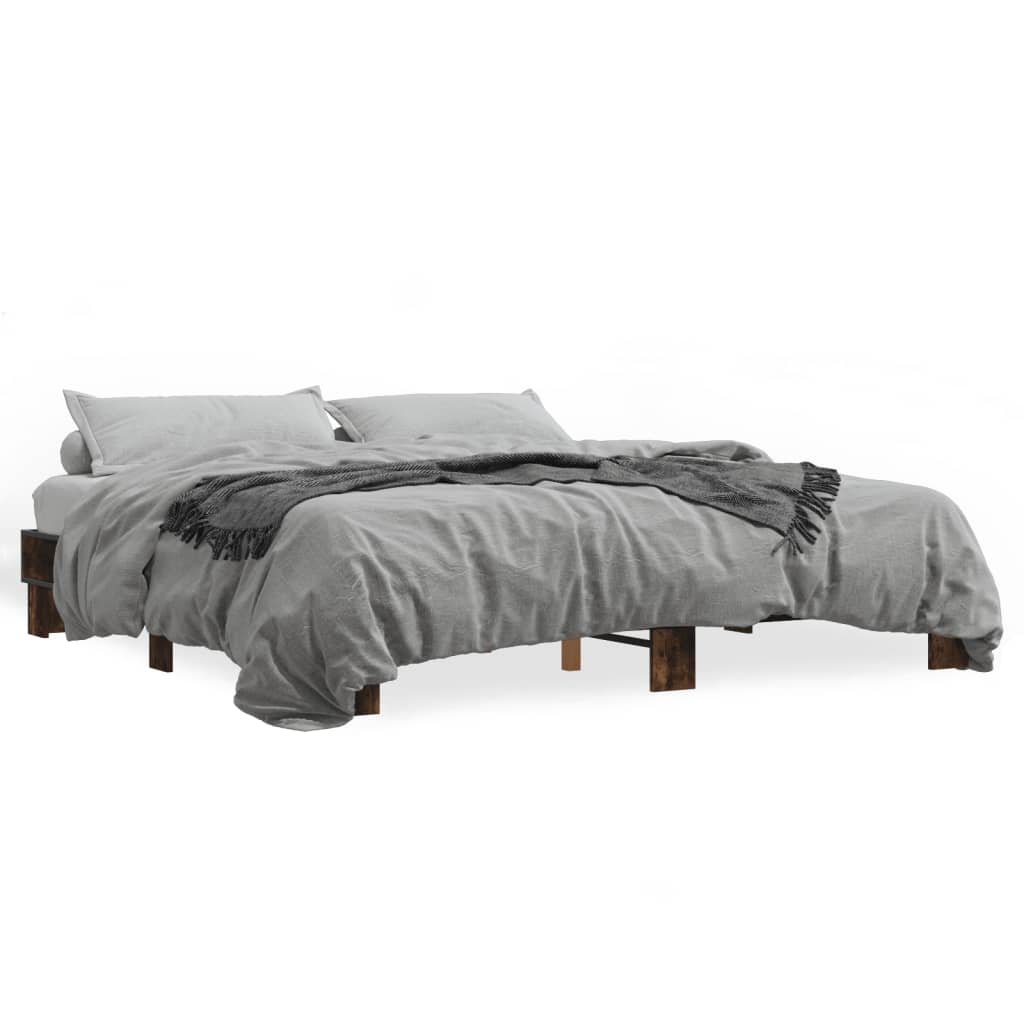 vidaXL Rám postele kouřový dub 200 x 200 cm kompozitní dřevo a kov