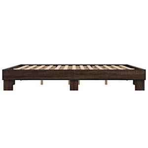Rám postele hnědý dub 200 x 200 cm kompozitní dřevo a kov - obrázek 5