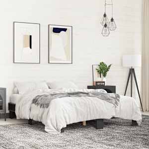 Posteljni okvir črn 150x200 cm inženirski les in kovina