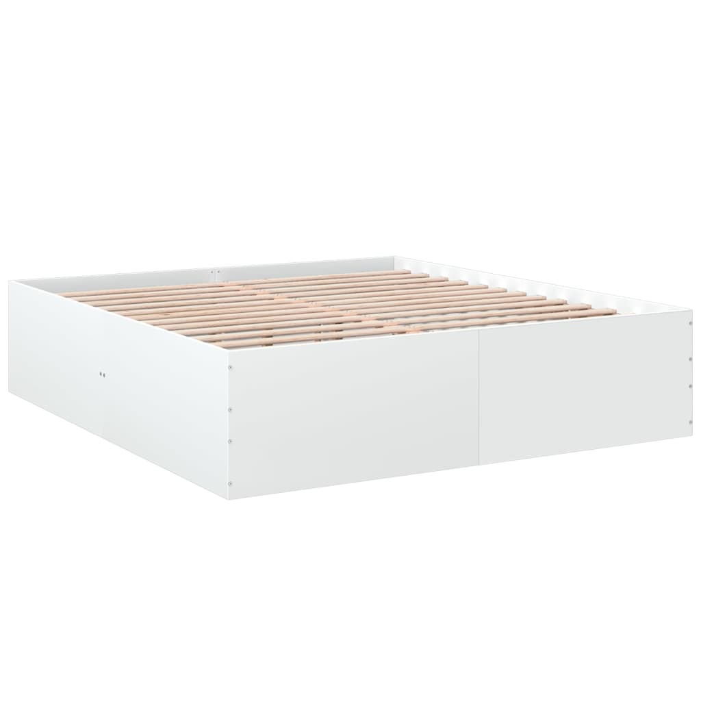 vidaXL Bedframe massief hout wit 200x200 cm afbeelding