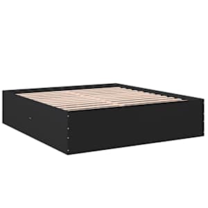 Rám postele černý 200 x 200 cm kompozitní dřevo - obrázek 6