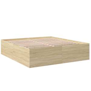 Rám postele dub sonoma 200 x 200 cm kompozitní dřevo - obrázek 6