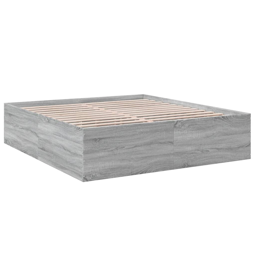 vidaXL Bedframe bewerkt hout grijs sonoma eikenkleurig 200x200 cm afbeelding