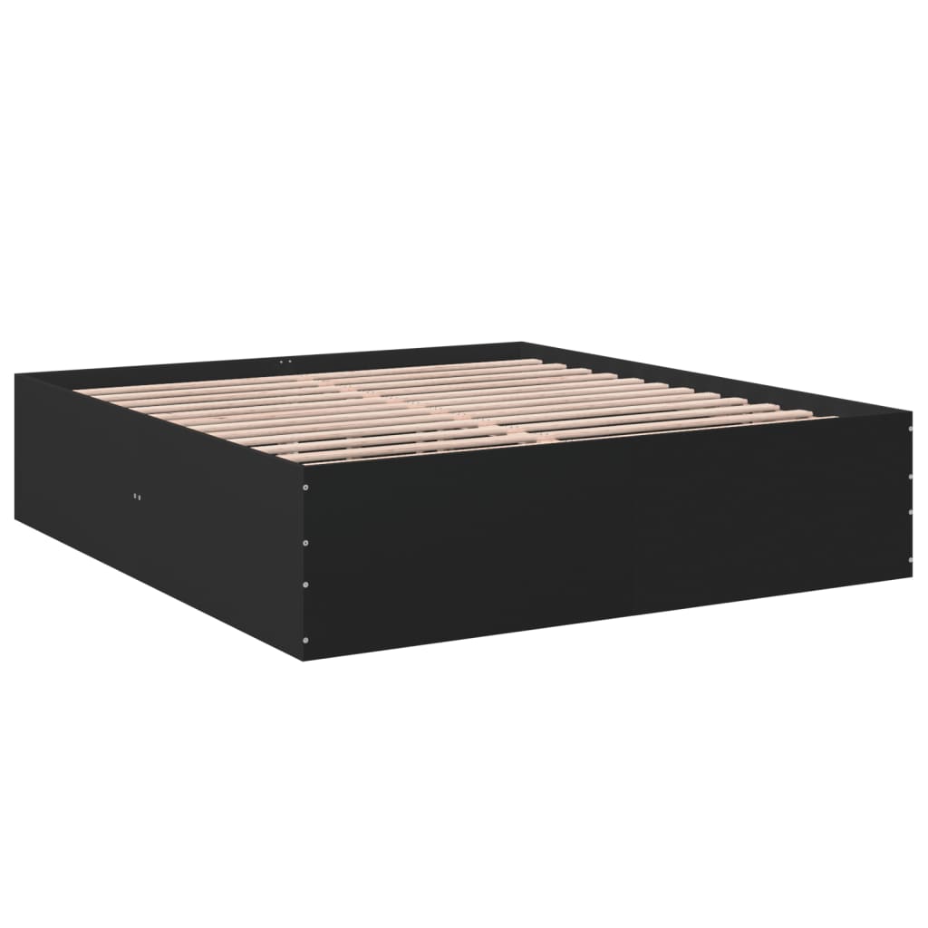 vidaXL Bedframe bewerkt hout zwart 180x200 cm afbeelding