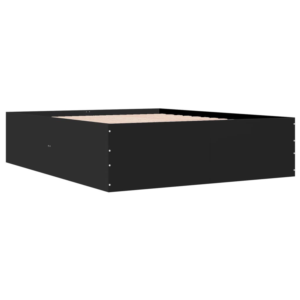 vidaXL Bedframe bewerkt hout zwart 160x200 cm afbeelding