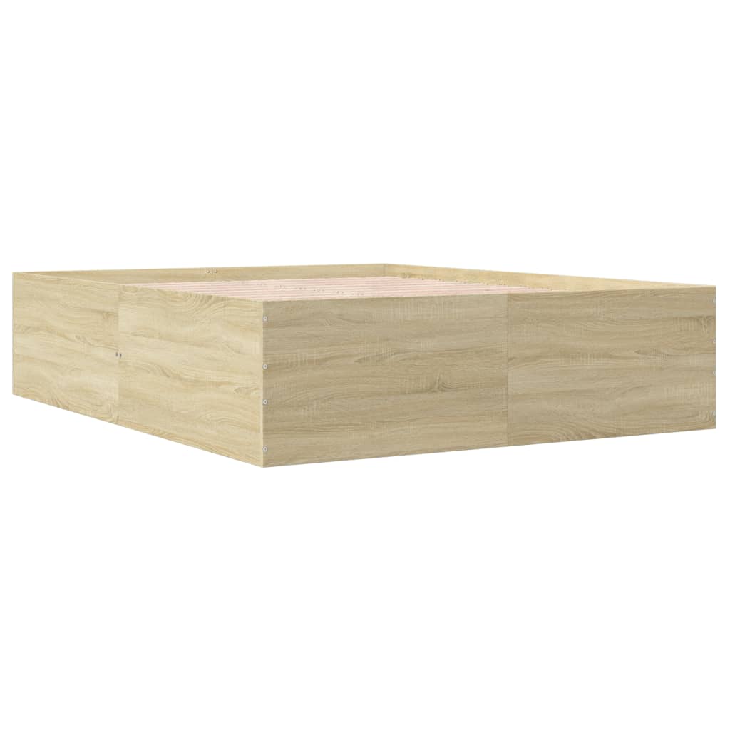 vidaXL Bedframe bewerkt hout sonoma eikenkleurig 150x200 cm afbeelding