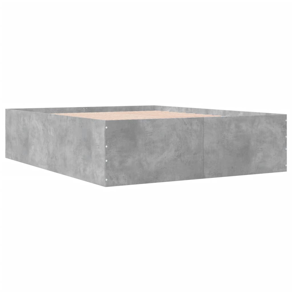 vidaXL Bedframe bewerkt hout betongrijs 150x200 cm afbeelding