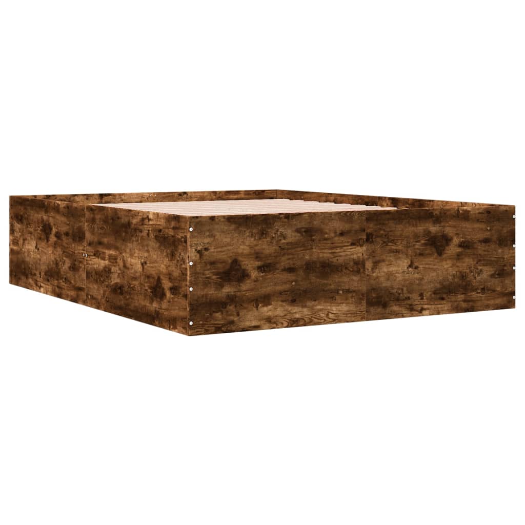 vidaXL Bedframe bewerkt hout gerookt eikenkleurig 150x200 cm afbeelding