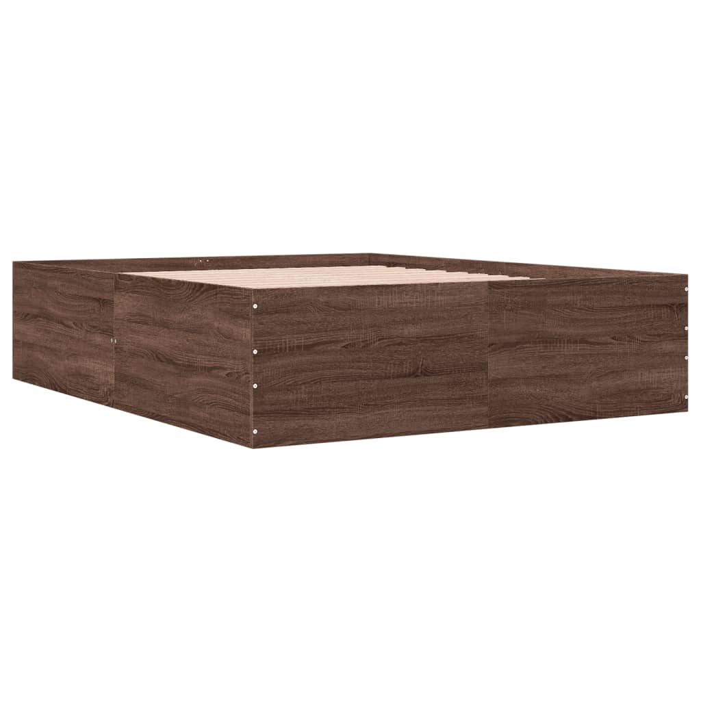 vidaXL Bedframe bewerkt hout bruin eikenkleur 150x200 cm afbeelding