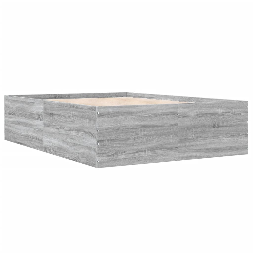 vidaXL Bedframe bewerkt hout grijs sonoma eikenkleurig 140x200 cm afbeelding