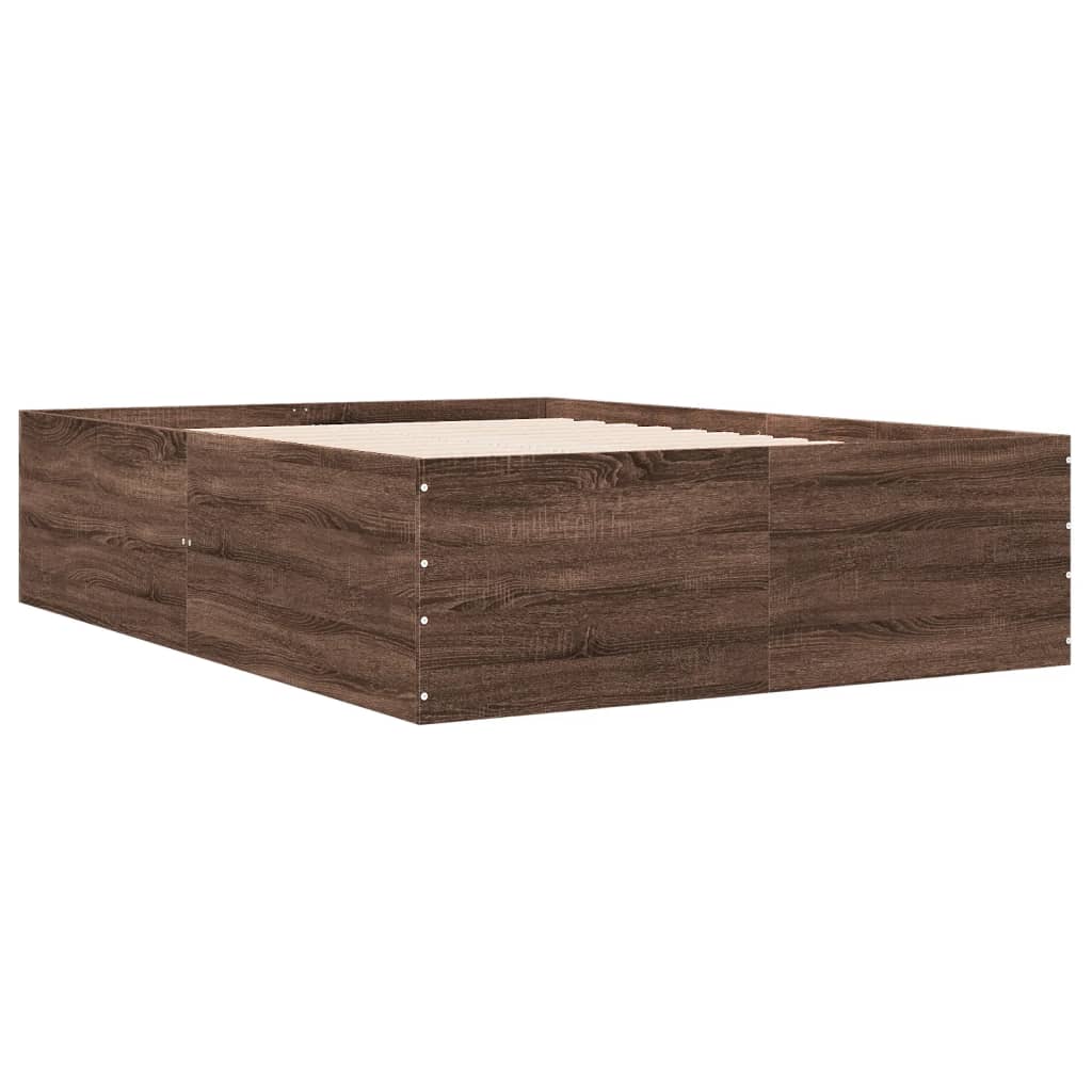 Thumbnail - vidaXL Bettgestell Braun Eichen-Optik 135x190 cm Holzwerkstoff