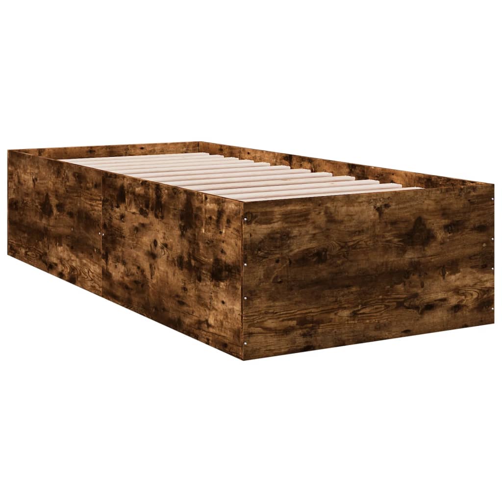 vidaXL Bedframe bewerkt hout gerookt eikenkleurig 90x200 cm afbeelding