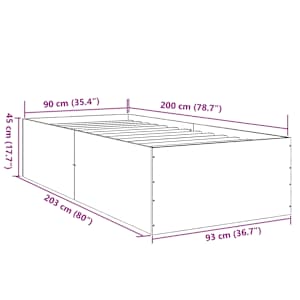 Rám postele kouřový dub 90 x 200 cm kompozitní dřevo - obrázek 10