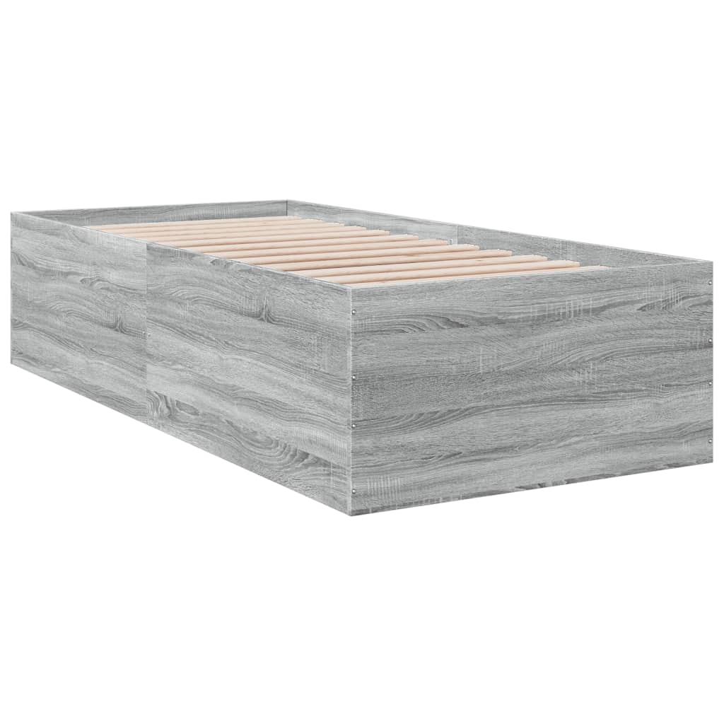 vidaXL Bedframe bewerkt hout grijs sonoma eikenkleurig 90x200 cm afbeelding