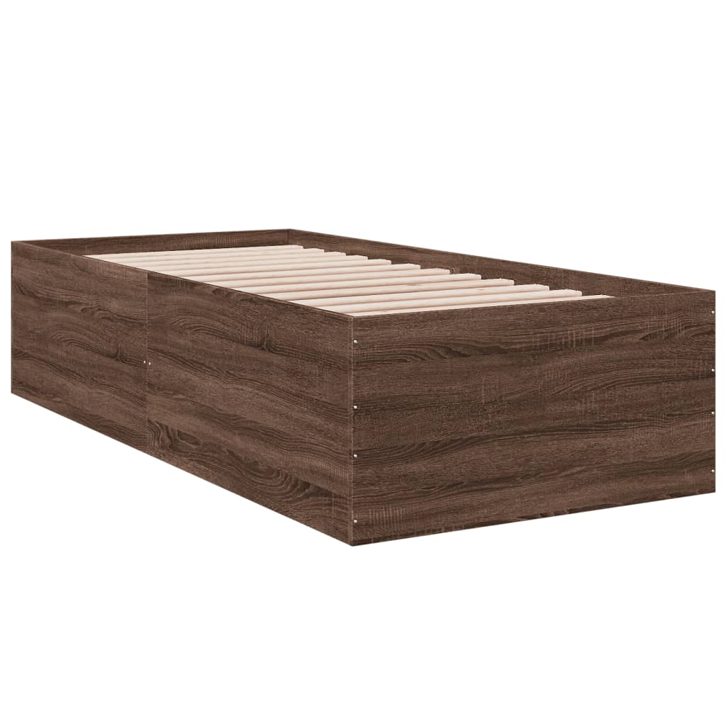 vidaXL Bedframe bewerkt hout bruin eikenkleur 90x200 cm afbeelding