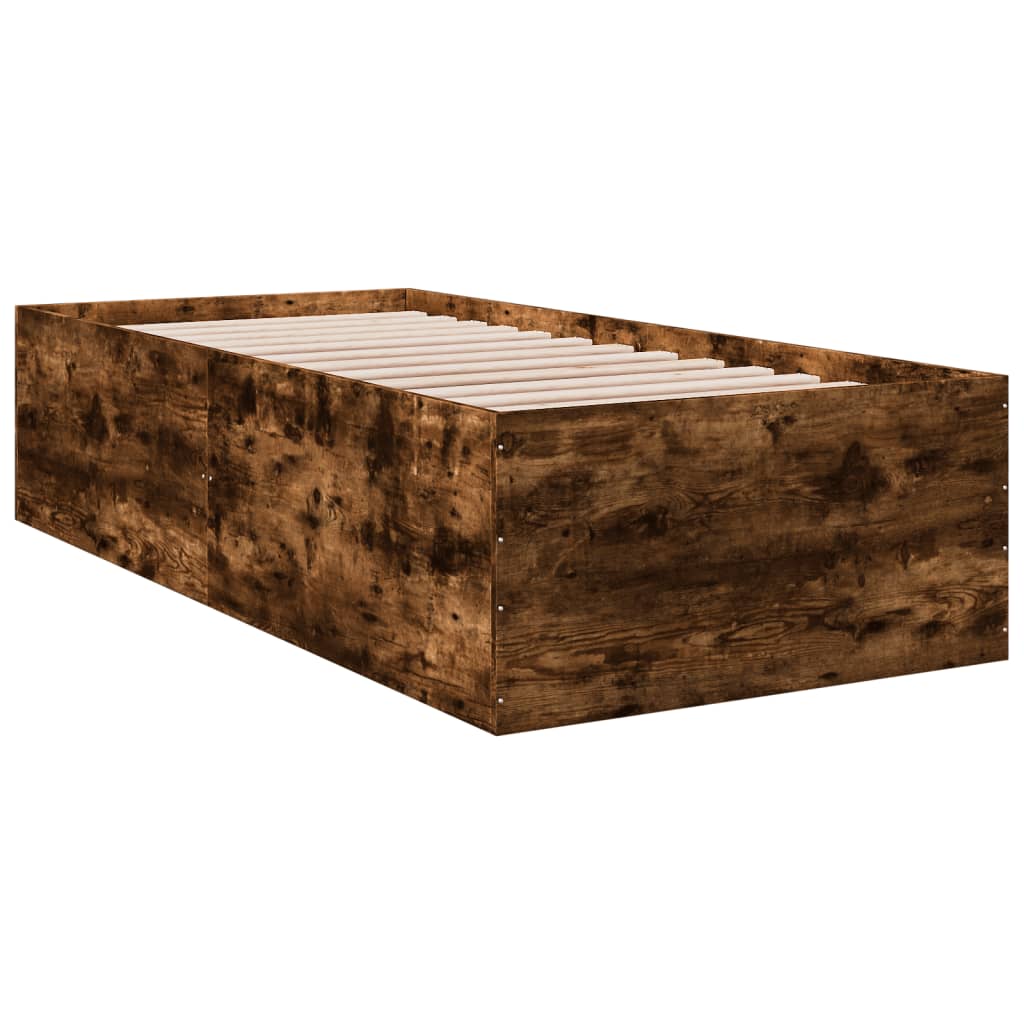 vidaXL Bedframe bewerkt hout gerookt eikenkleurig 90x190 cm afbeelding
