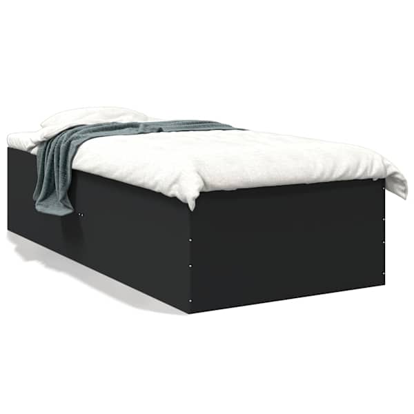 vidaXL voodiraam, must, 90x190 cm, tehispuit