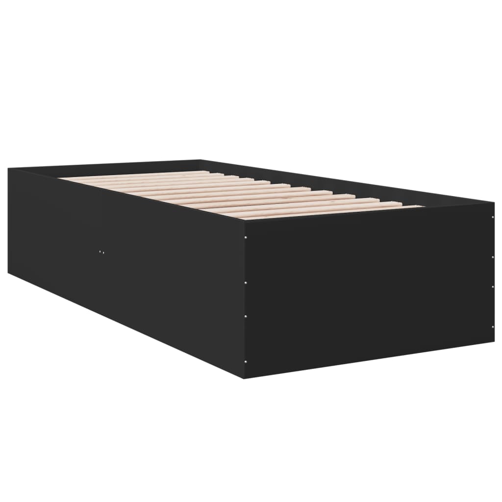 vidaXL Bedframe bewerkt hout zwart 75x190 cm afbeelding