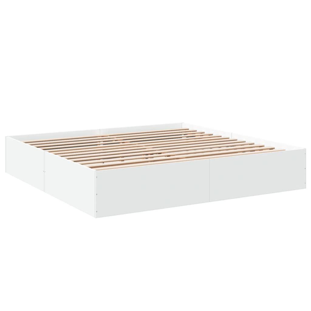 vidaXL Bedframe massief hout wit 200x200 cm afbeelding