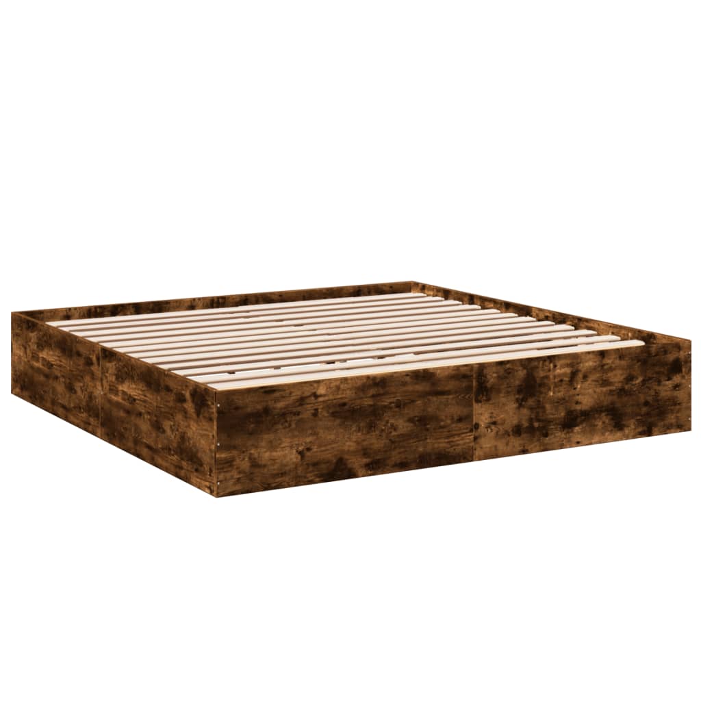 vidaXL Bedframe bewerkt hout gerookt eikenkleurig 200x200 cm afbeelding
