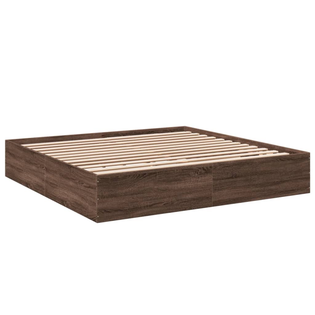 Thumbnail - vidaXL Bettgestell Braun Eichen-Optik 200x200 cm Holzwerkstoff