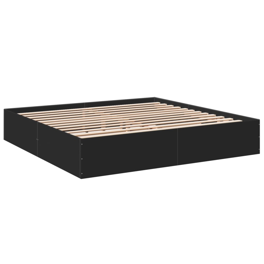 vidaXL Bedframe bewerkt hout zwart 180x200 cm afbeelding