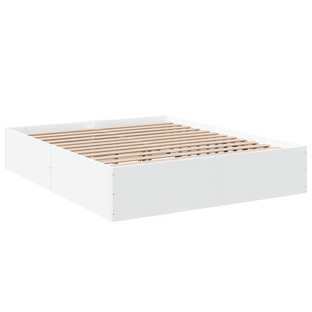 vidaXL Bedframe bewerkt hout wit 160x200 cm afbeelding