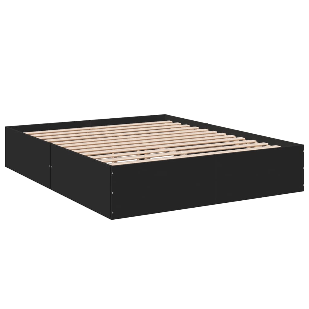 vidaXL Cadru de pat, negru, 150x200 cm, lemn prelucrat