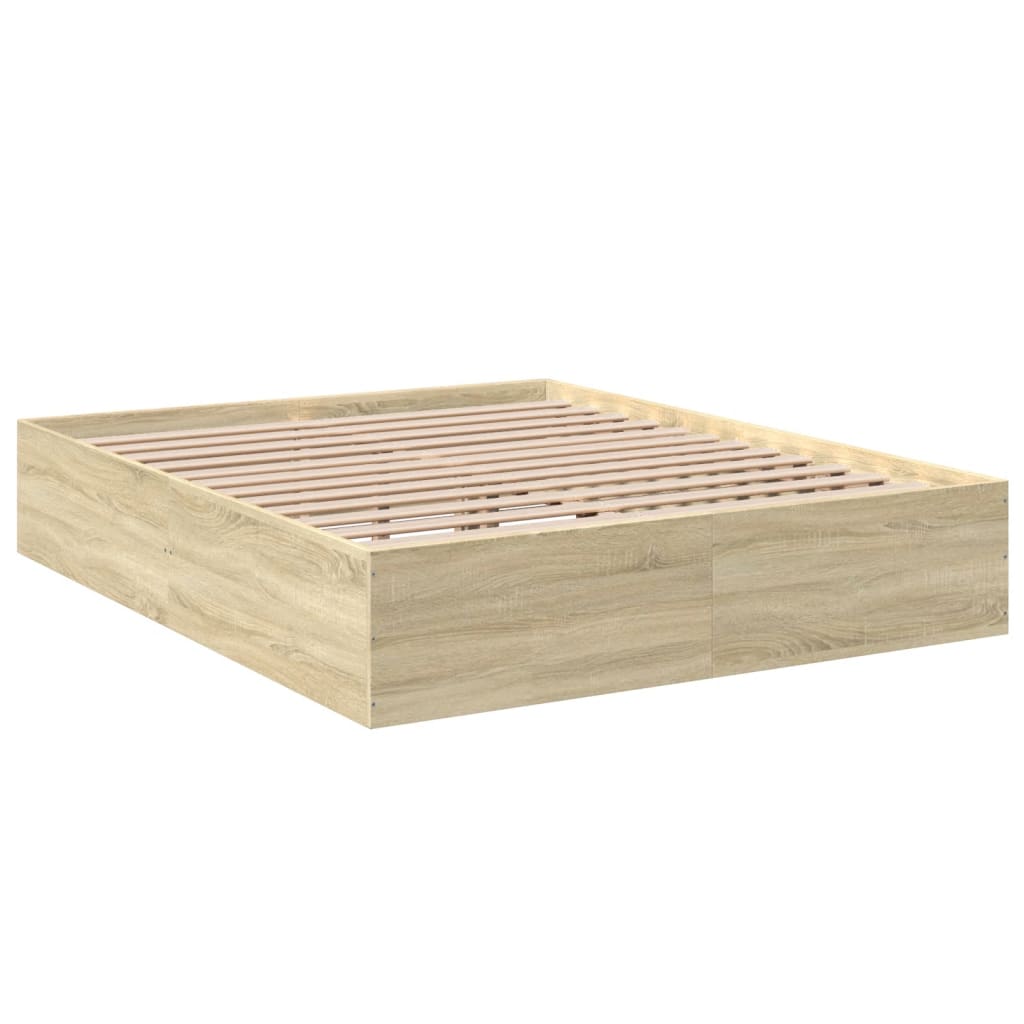 vidaXL Bedframe bewerkt hout sonoma eikenkleurig 150x200 cm afbeelding