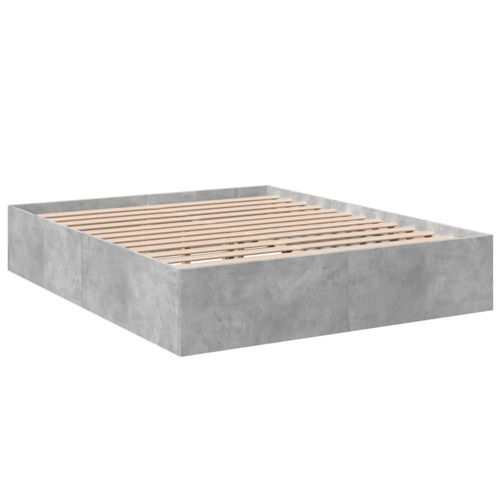 vidaXL Bedframe bewerkt hout betongrijs 150x200 cm afbeelding