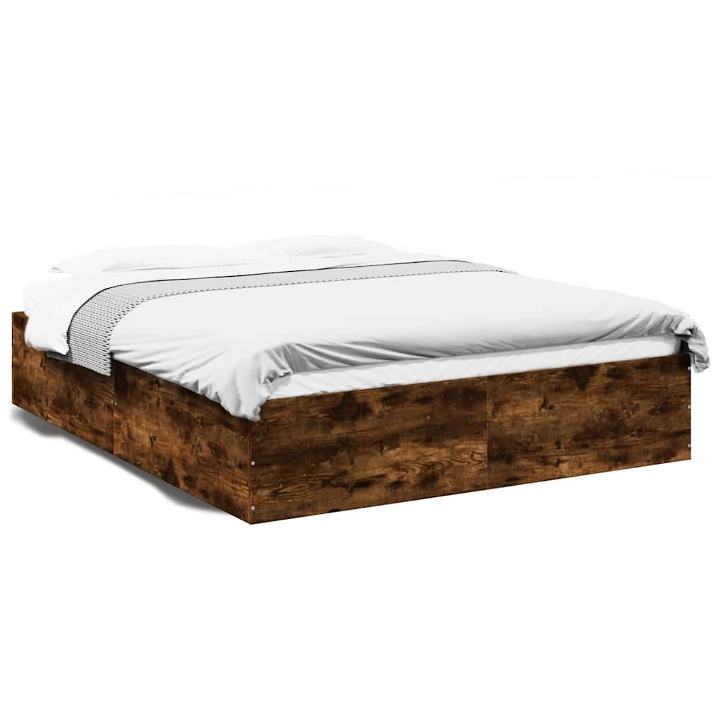 E-shop vidaXL Posteľný rám dymový dub 150x200 cm kompozitné drevo