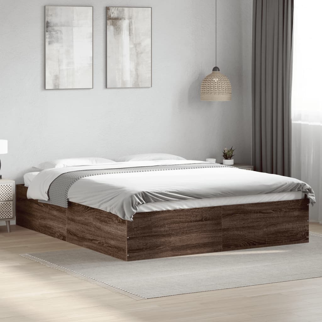 vidaXL Bettgestell Braun Eichen-Optik 150x200 cm Holzwerkstoff