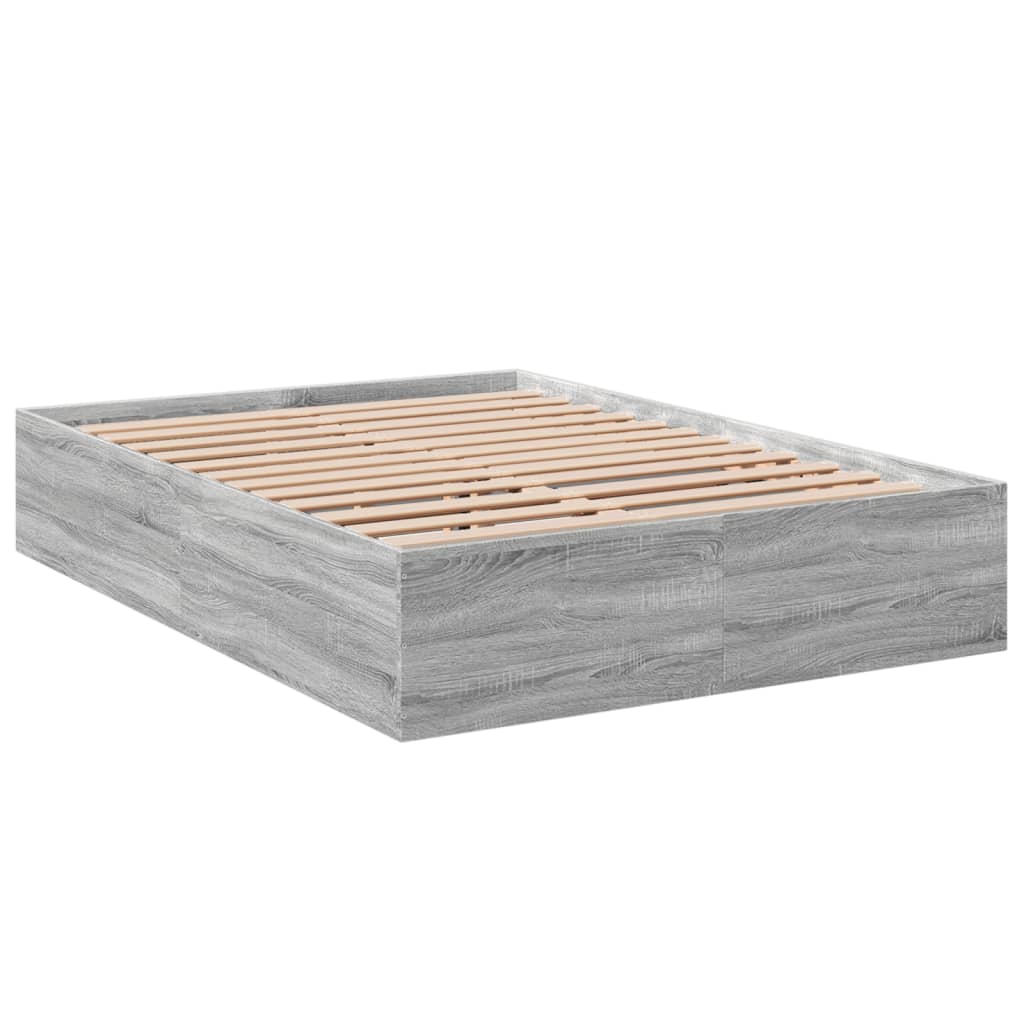 vidaXL Bedframe bewerkt hout grijs sonoma eikenkleurig 140x200 cm afbeelding