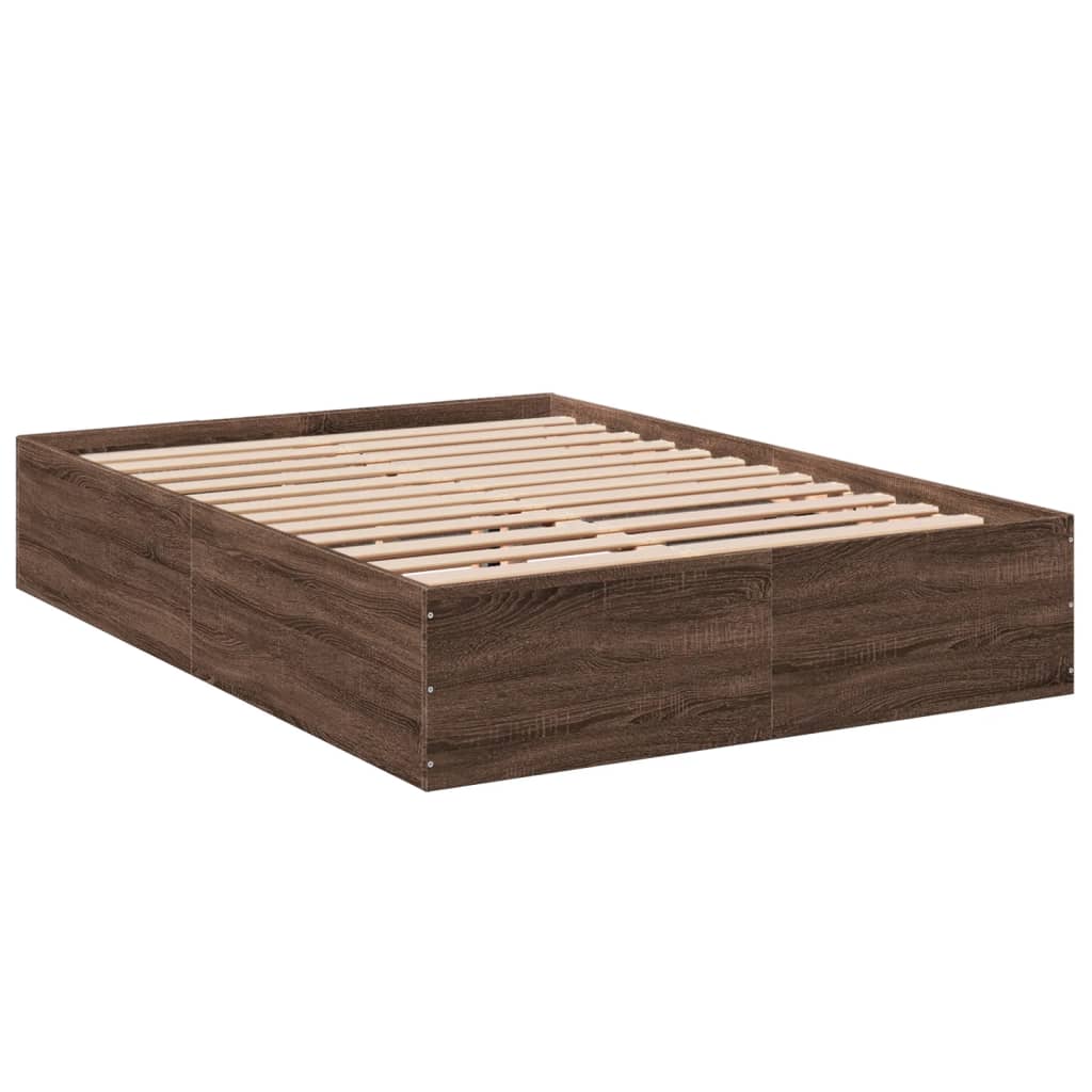 vidaXL Bedframe bewerkt hout bruin eikenkleur 140x200 cm afbeelding
