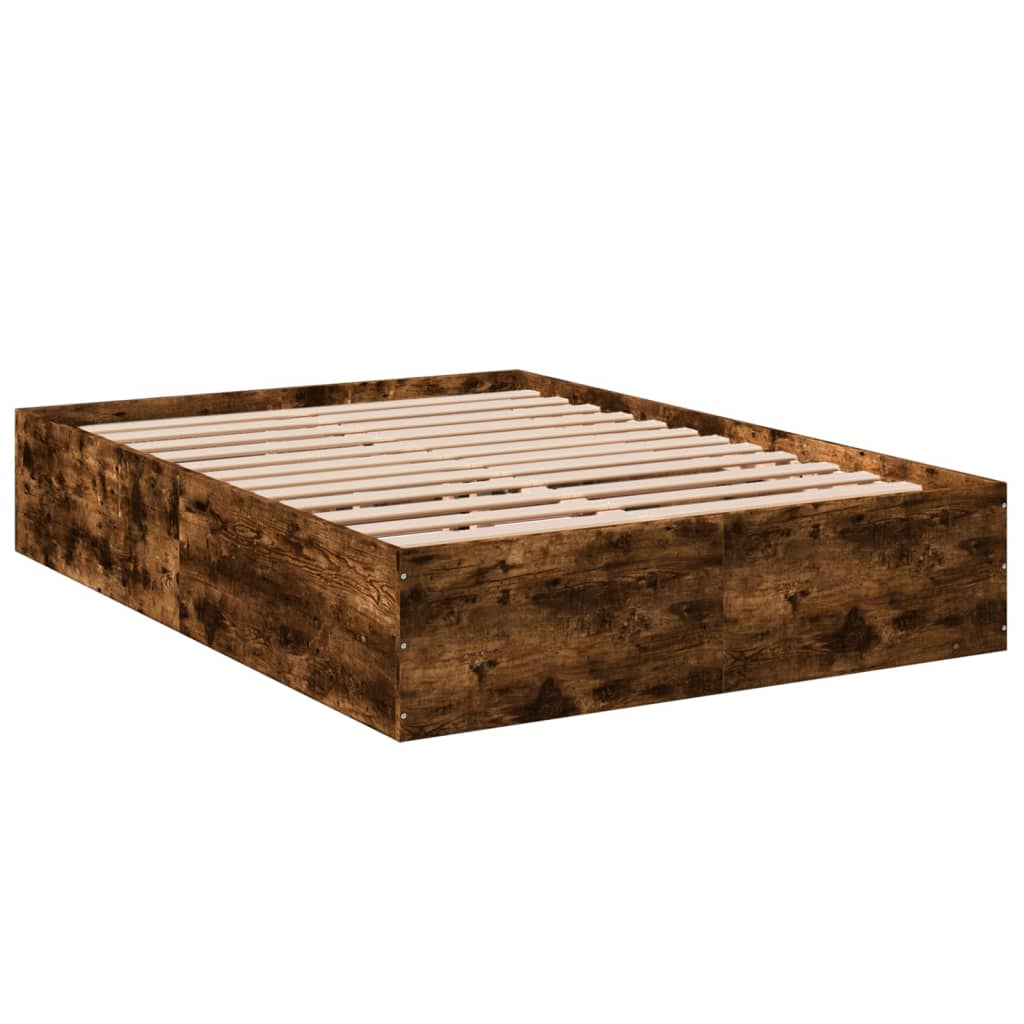 vidaXL Bedframe bewerkt hout gerookt eikenkleurig 120x200 cm afbeelding