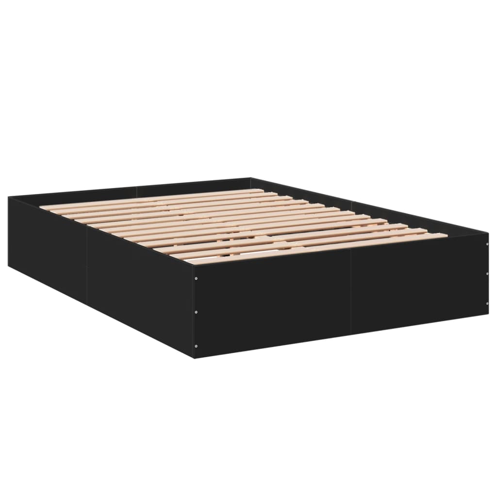 Thumbnail - vidaXL Bettgestell Schwarz 135x190 cm Holzwerkstoff