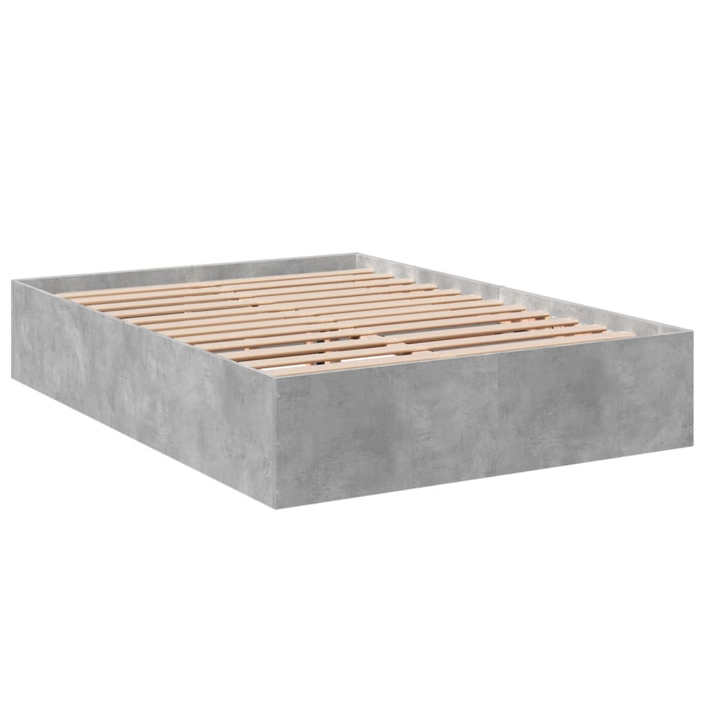 vidaXL Bedframe bewerkt hout betongrijs 135x190 cm afbeelding