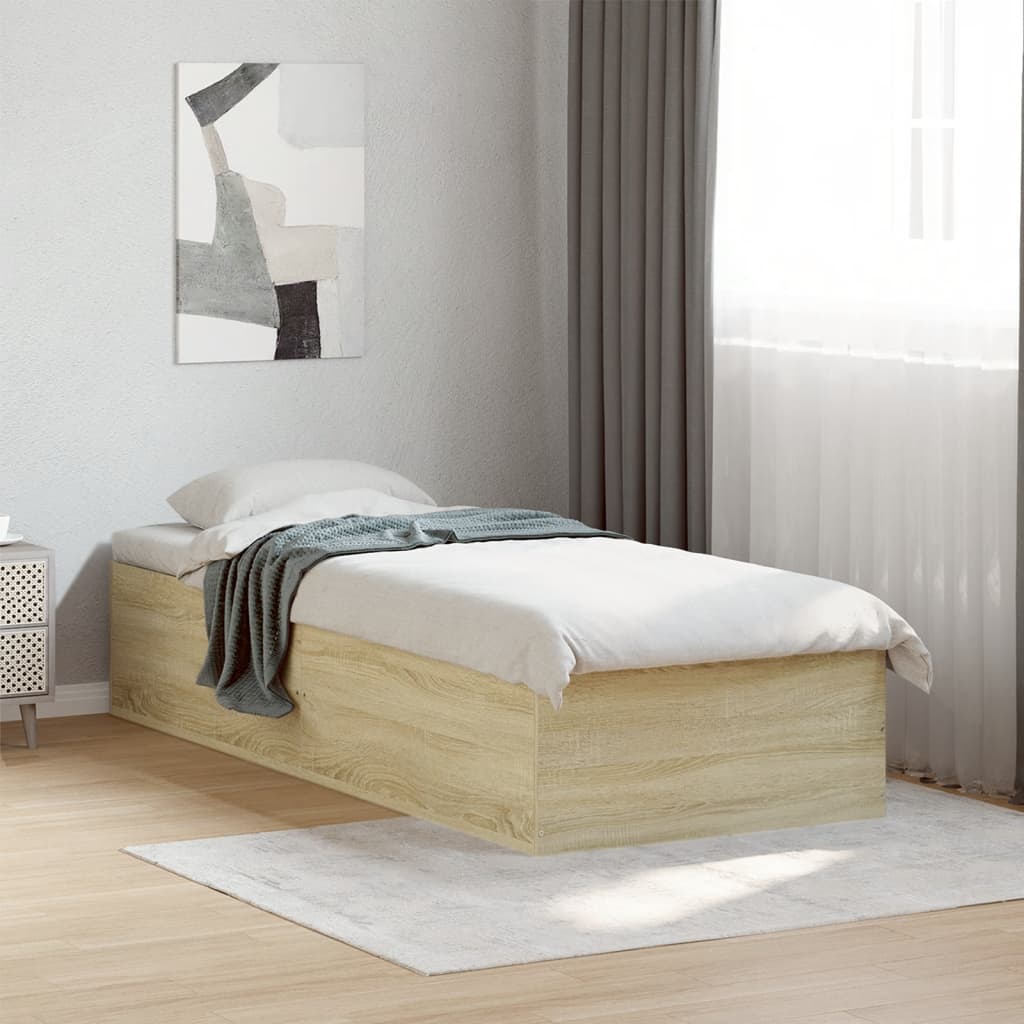 vidaXL Bedframe bewerkt hout sonoma eikenkleurig 100x200 cm afbeelding